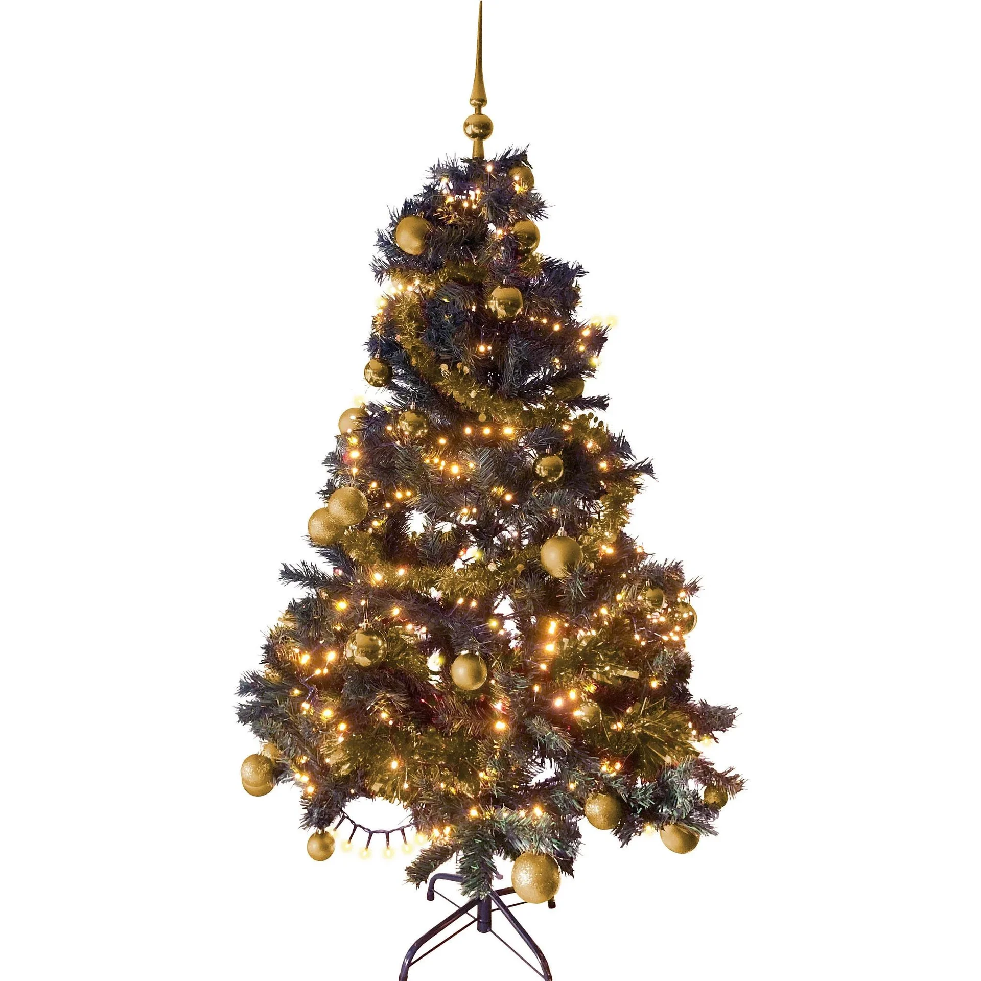 Schwarzwälder Weihnachtsbaum-Paket 150cm Gold + Weihnachtskugeln + Weihnachtslichter + Weihnachtsgirlande + Pik - 2