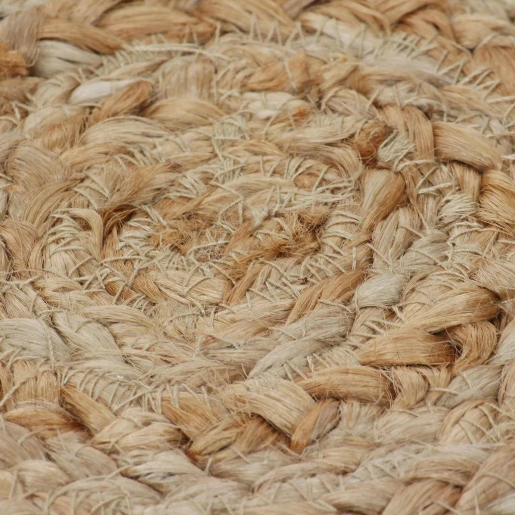 Teppich mit Design rund 120 cm gewebte Jute - 1