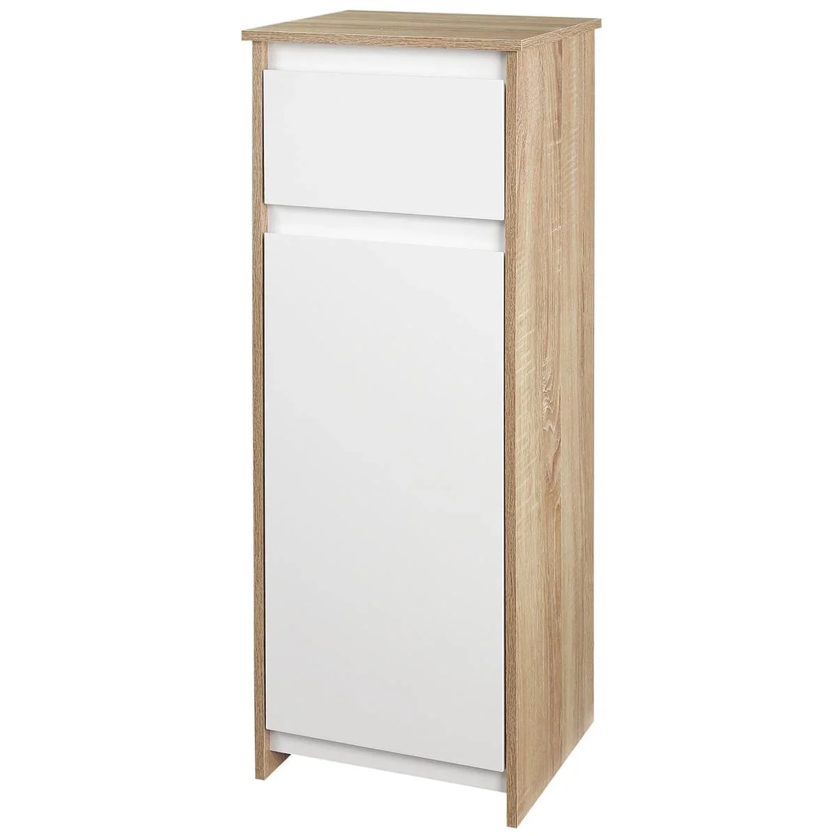 Badschrank Badkommode Badezimmerschrank Badregal Standschrank mit 2-stufigen Schrank und 1 Schublade Umschlagdesign plat - 1