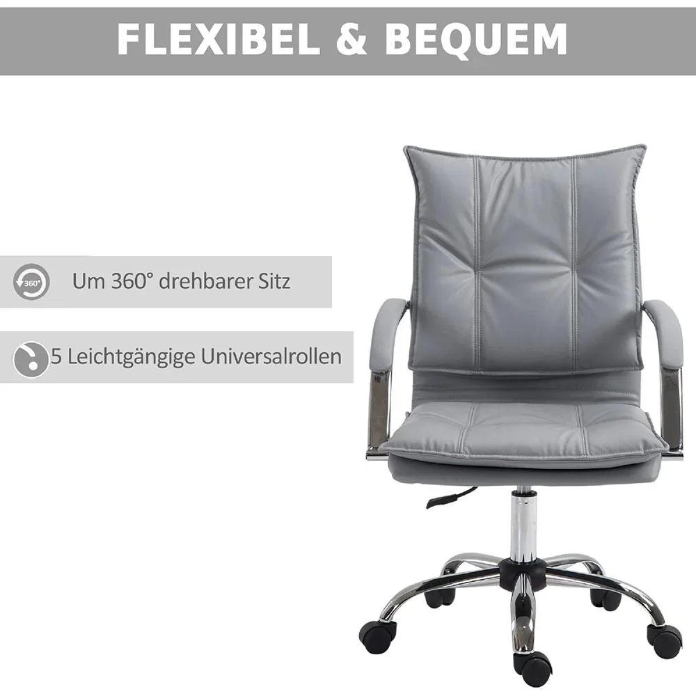 Bürostuhl Drehstuhl höhenverstellbar rollbar ergonomisch PU grau 64 x 57 x (91 101) cm - 0