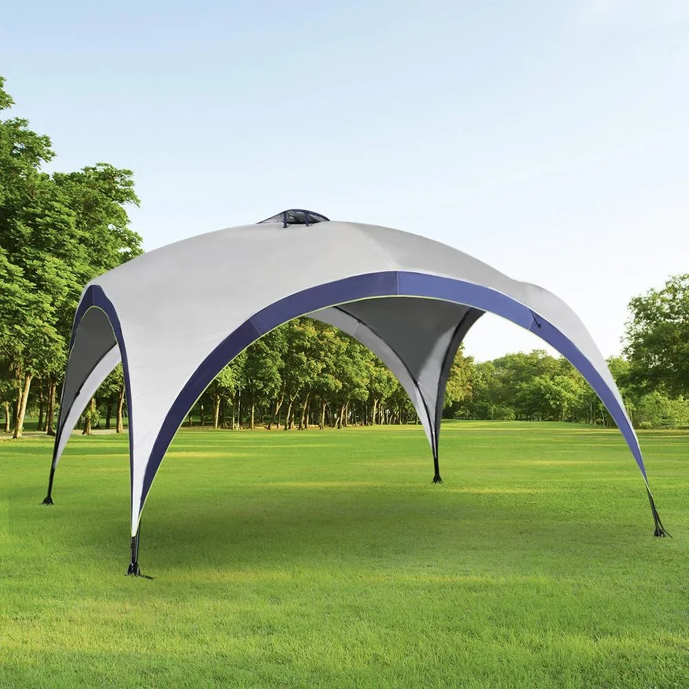 Garten Pavillon Pergola Partyzelt Sonnenschutz wetterfest Polyester Cremeweiß + Blau 4 x 4 x 2,5 m - 2