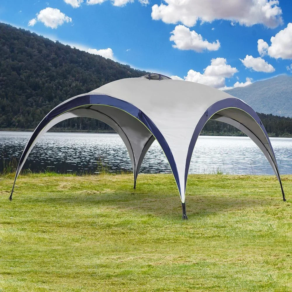 Garten Pavillon Pergola Partyzelt Sonnenschutz wetterfest Polyester Cremeweiß + Blau 4 x 4 x 2,5 m - 4