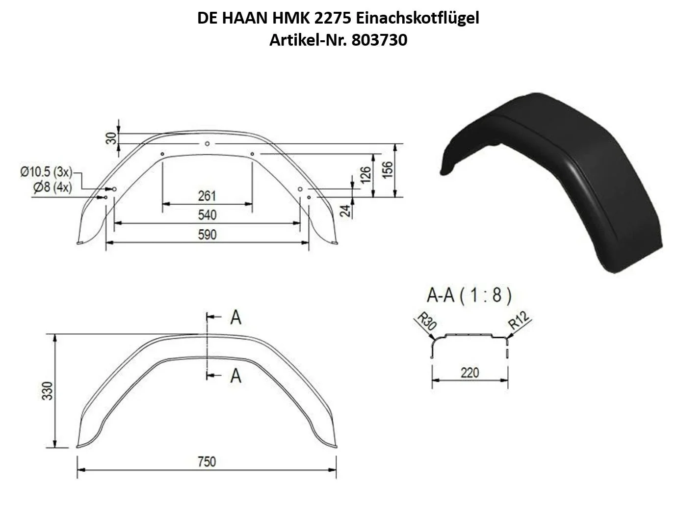 DE HAAN HMK 2275 Einachskotflügel, Spannweite 750 mm - 2