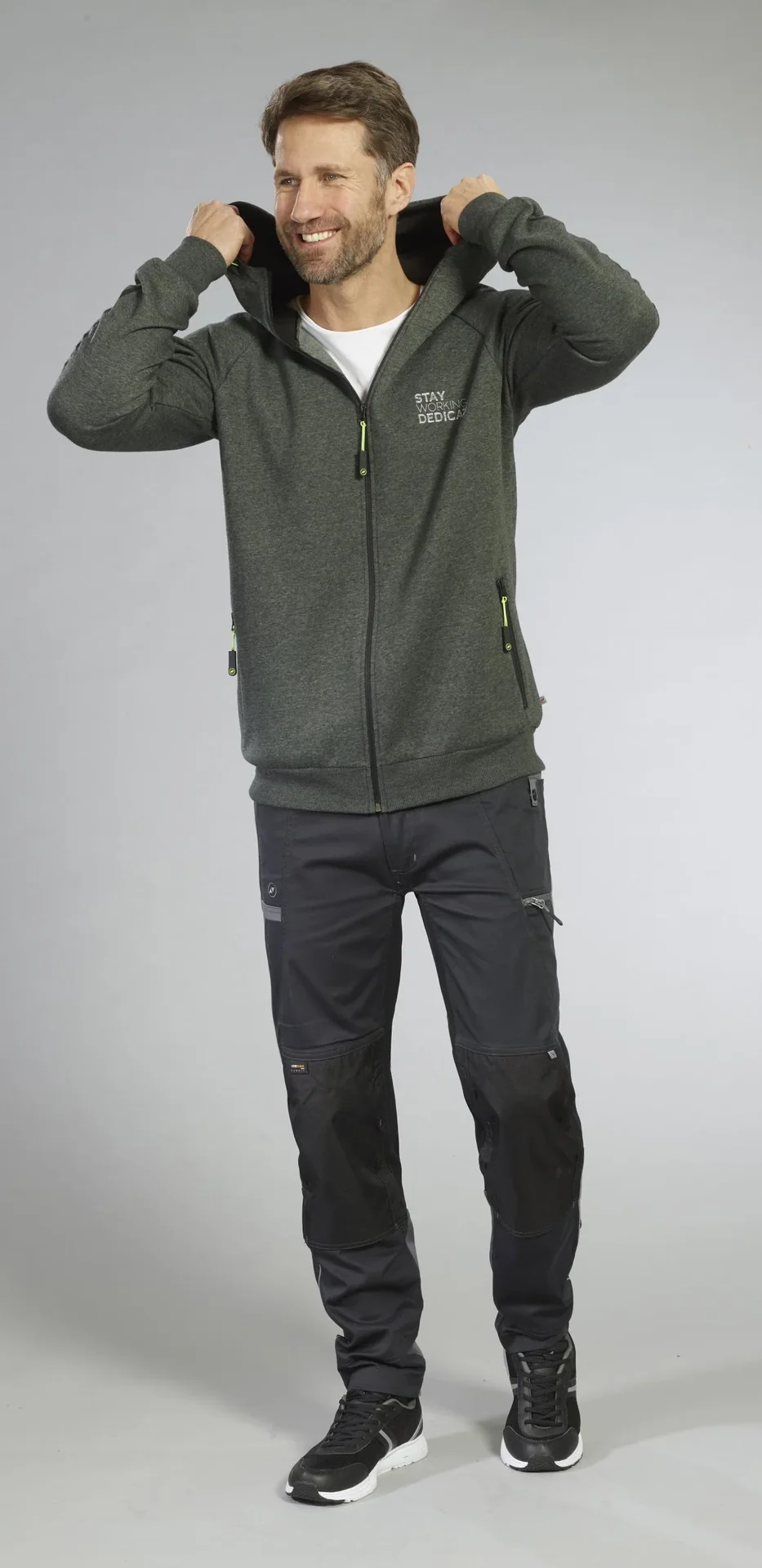 Sweatjacke mit Kapuze, Farbe grün/schwarz, Gr.M - 2