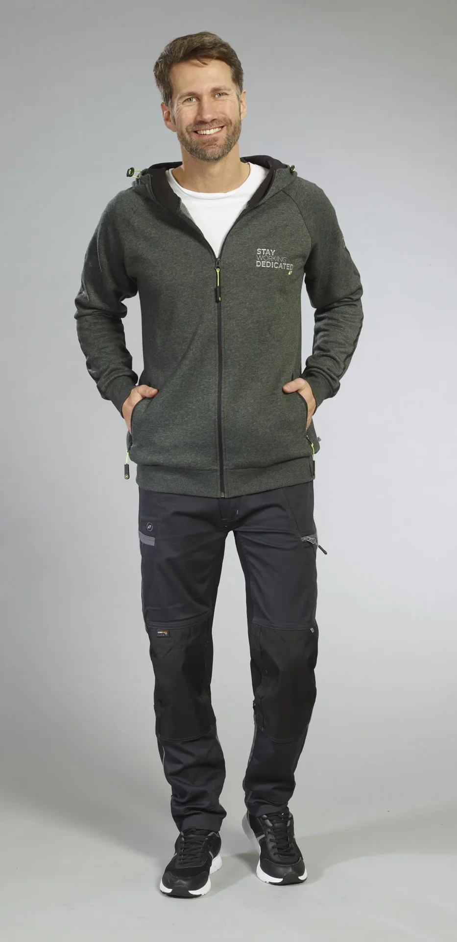 Sweatjacke mit Kapuze, Farbe grün/schwarz, Gr.M - 5