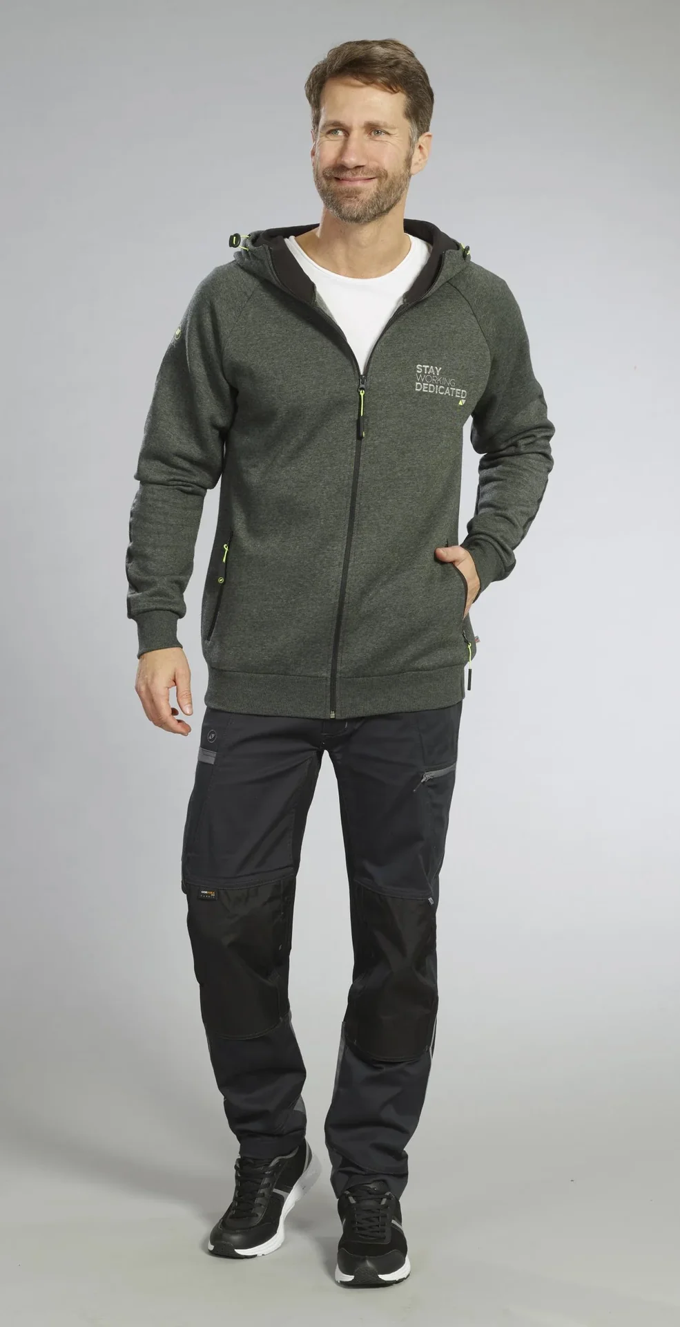 Sweatjacke mit Kapuze, Farbe grün/schwarz, Gr.M - 6