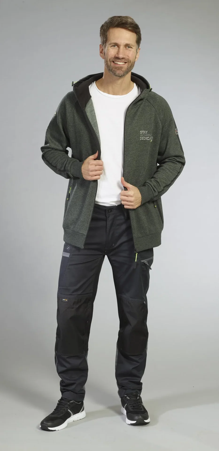 Sweatjacke mit Kapuze, Farbe grün/schwarz, Gr.M - 7
