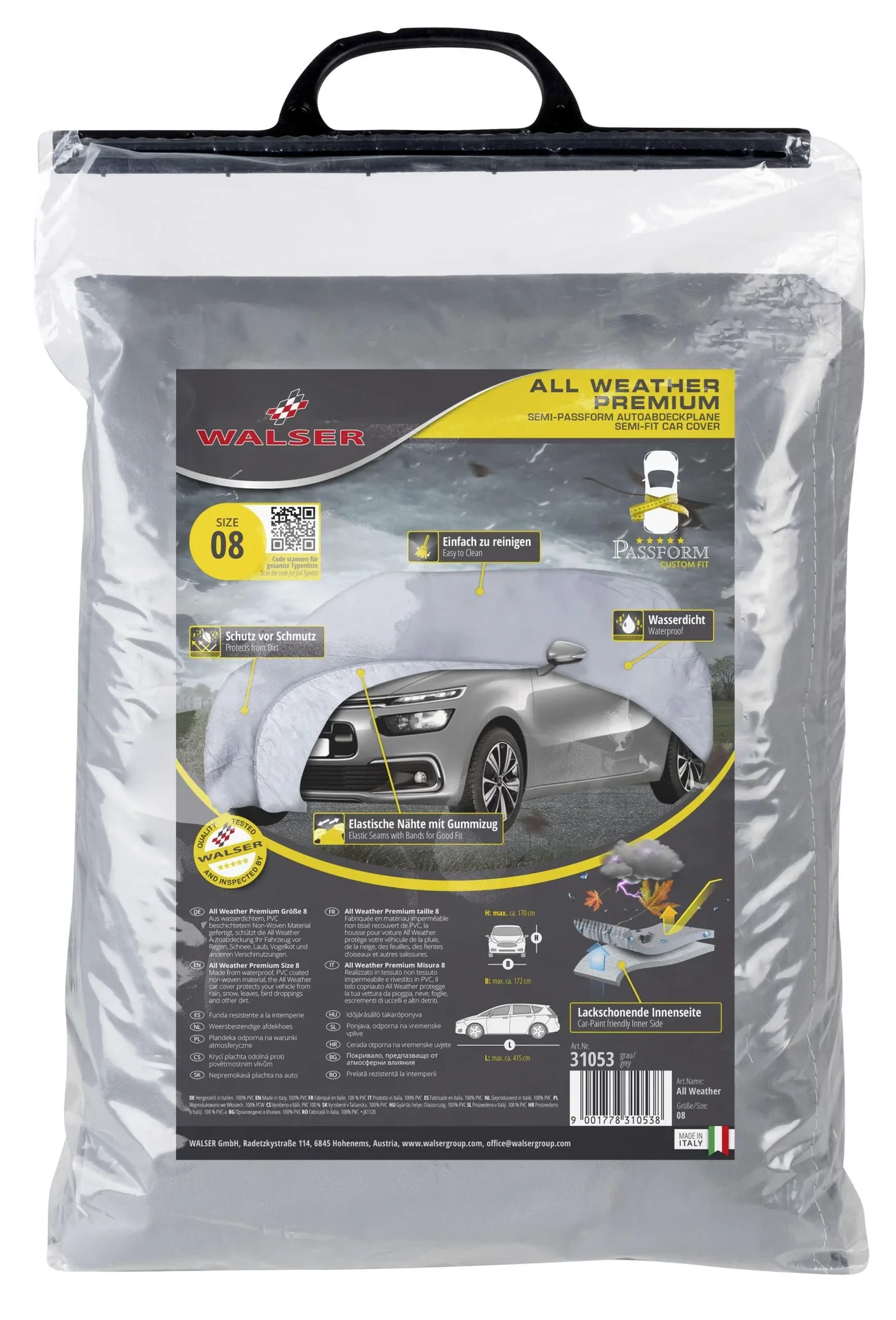 Autoabdeckplane all weather - Größe 8 - 415x172x170cm - PVC beschichtet - 2