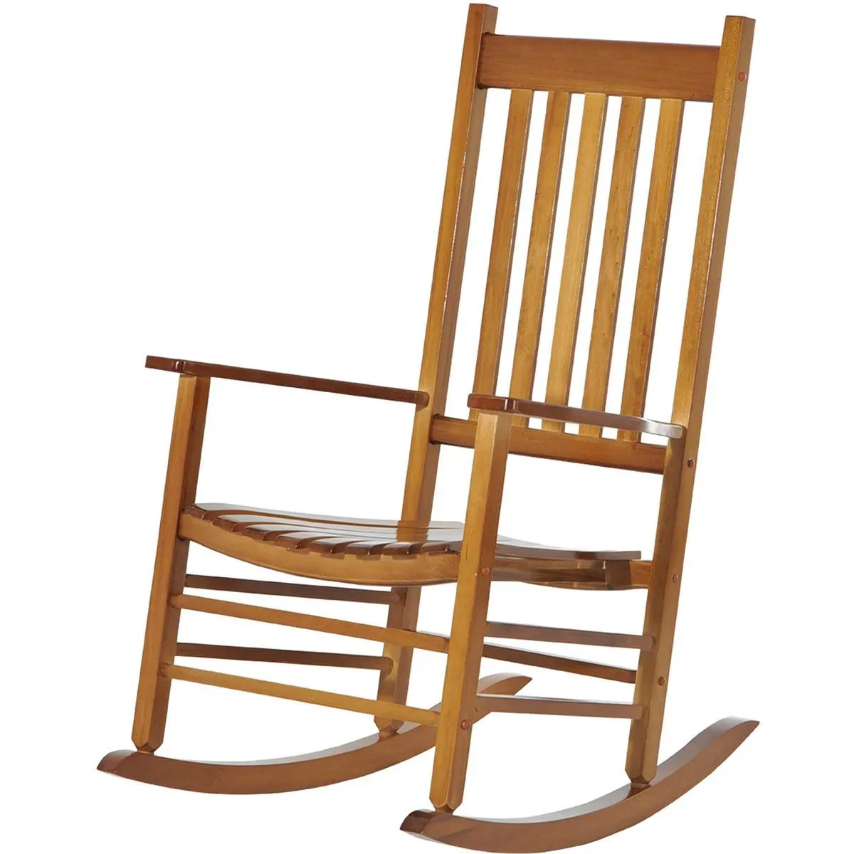 Massivholz-Schaukelstuhl, wetterfest, naturfarben, 69 x 86 x 115 cm - 1