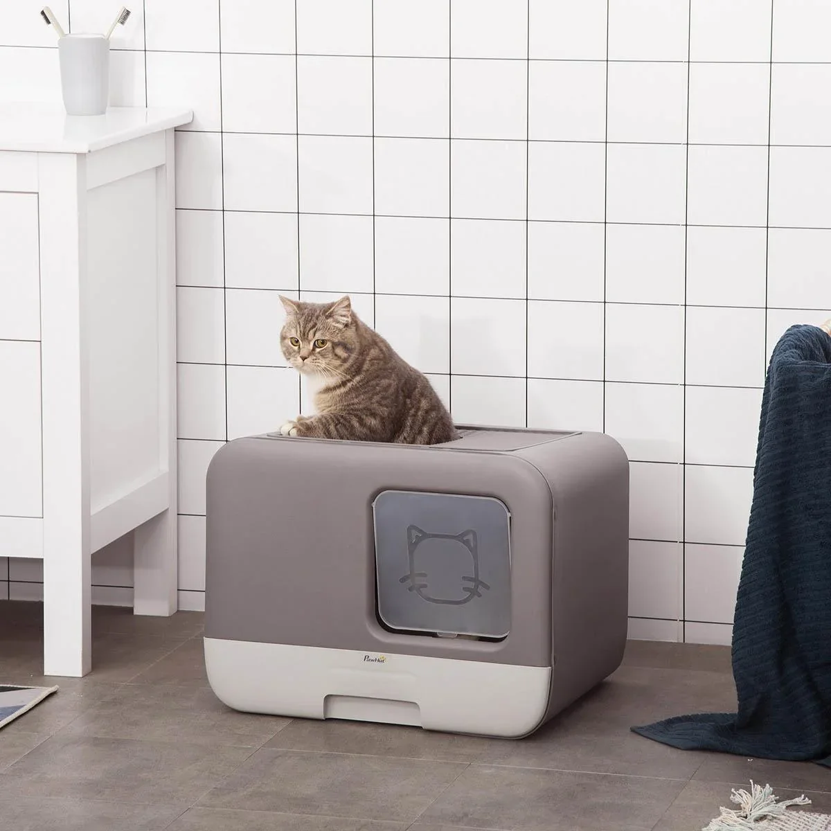 Katzentoilette mit zwei Eingängen und abnehmbarem Boden - 0