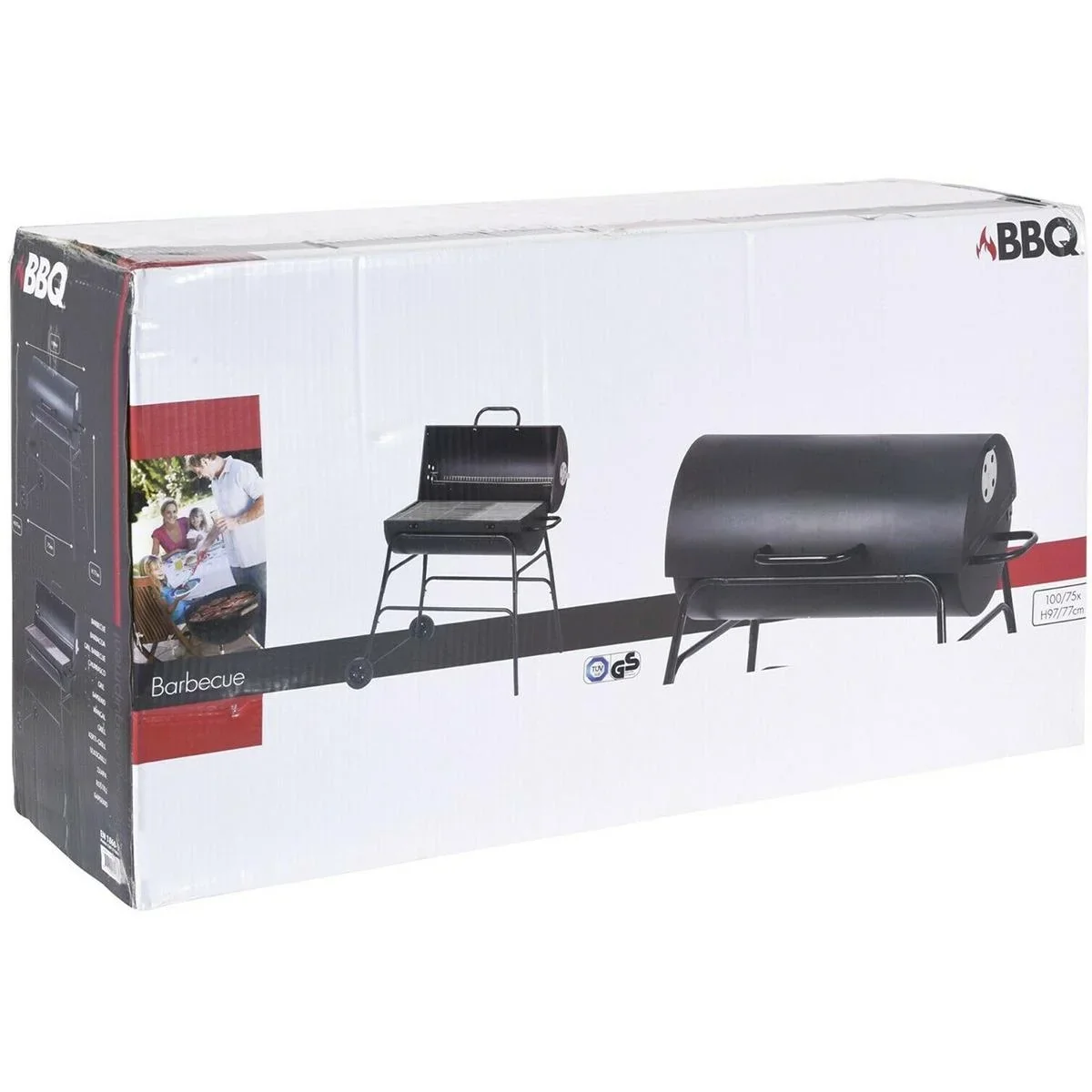 BBQ XL Holzkohlegrill - Zylinderform - Grillfläche (LxB) 71 x 35 cm - Schwarz - 3