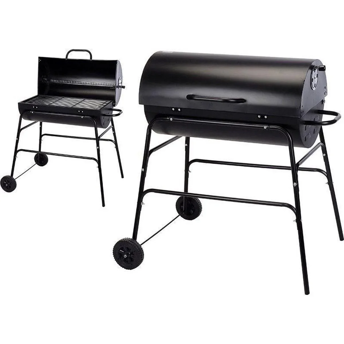 BBQ XL Holzkohlegrill - Zylinderform - Grillfläche (LxB) 71 x 35 cm - Schwarz - 6