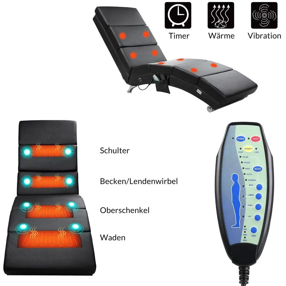 Relaxliege London schwarz mit Massage- und Heizfunktion - 1
