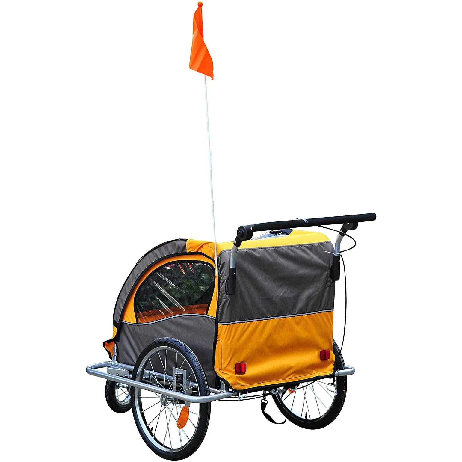 Fahrradanhänger Kinder Orange-Kaffeebraun 2 in 1 Jogger - 0
