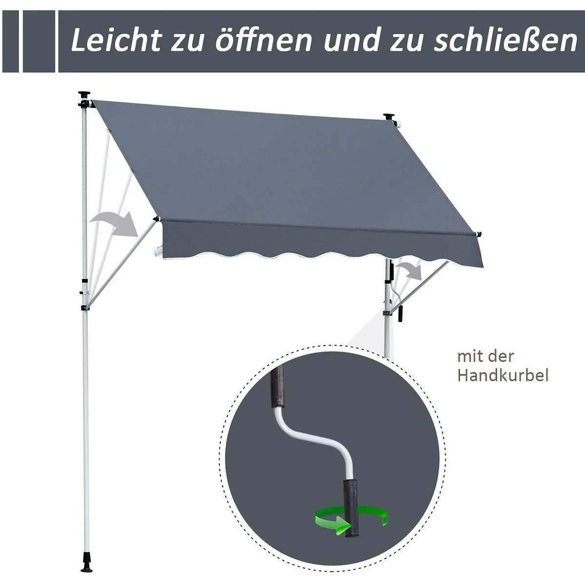 Markise mit Handkurbel cremeweiß - 1