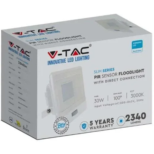 VT-138S LED-Flutlicht mit Sensor - 30 W - 2340 Lm - 3000K - Weiß - 4