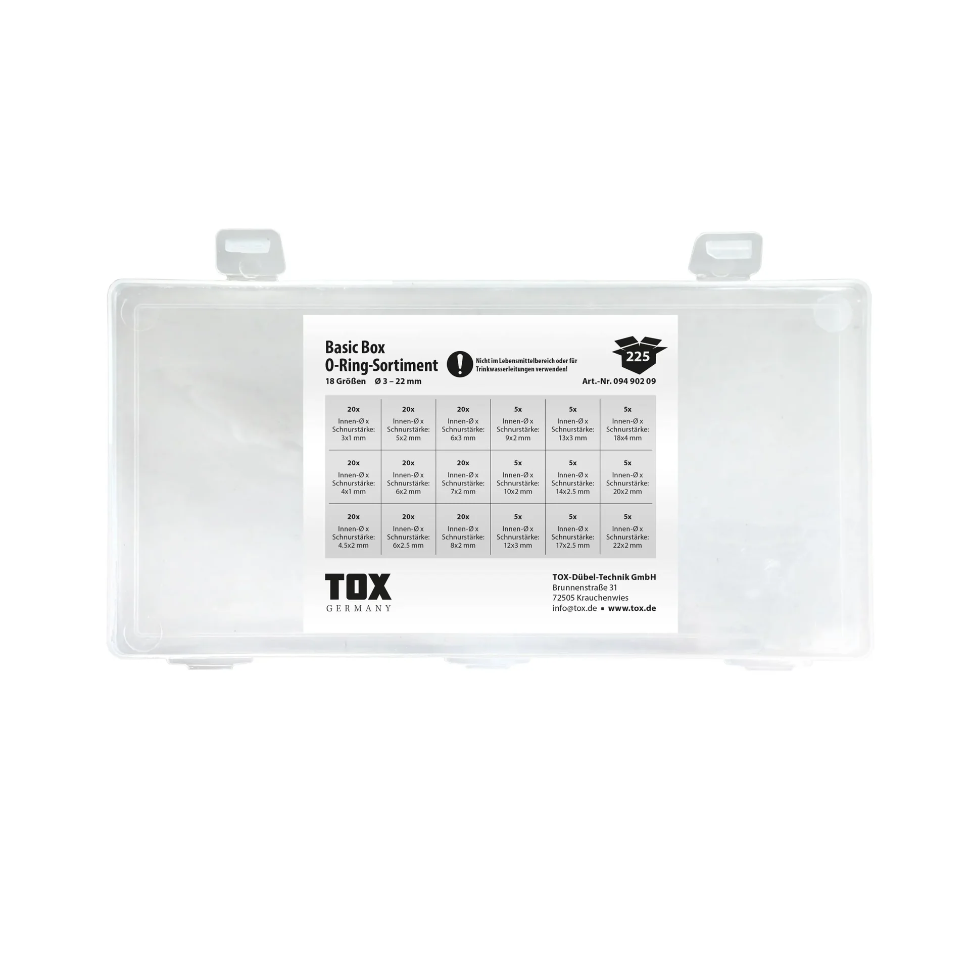O-Ring - Sortiment Basic Box 225-teilig - 0