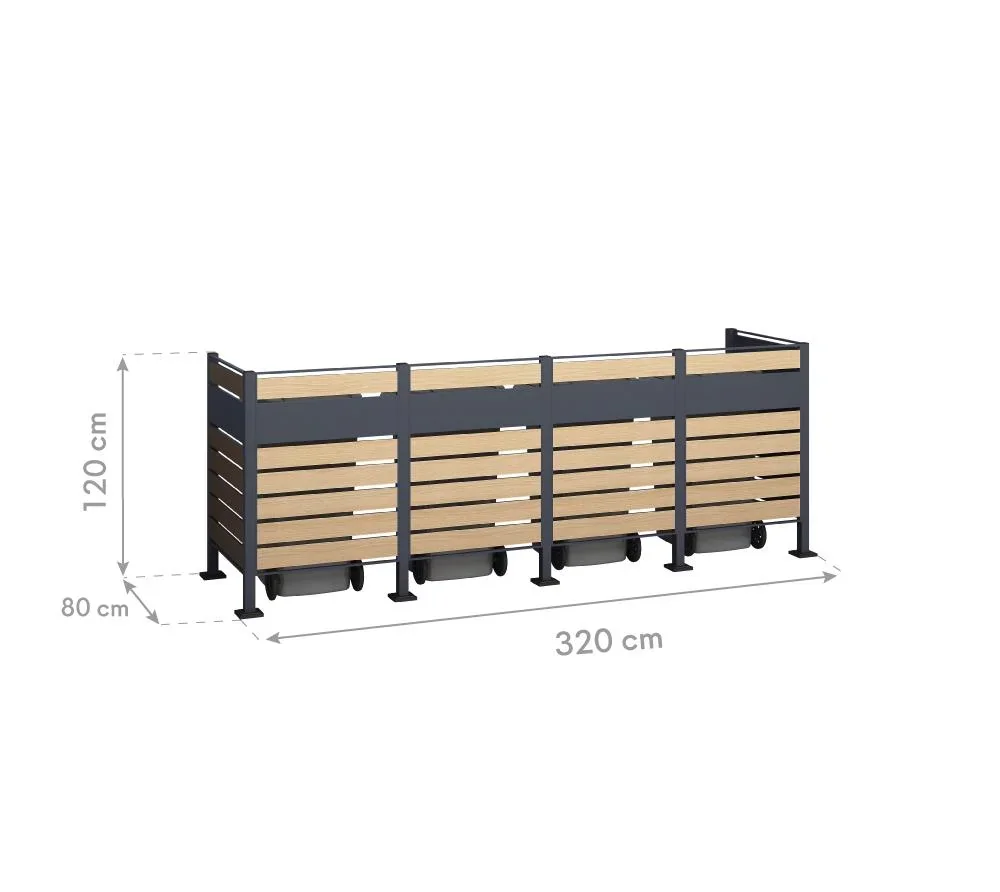 Mülltonnenverkleidung Planum 4er Box, 120 cm, holzoptik - 2