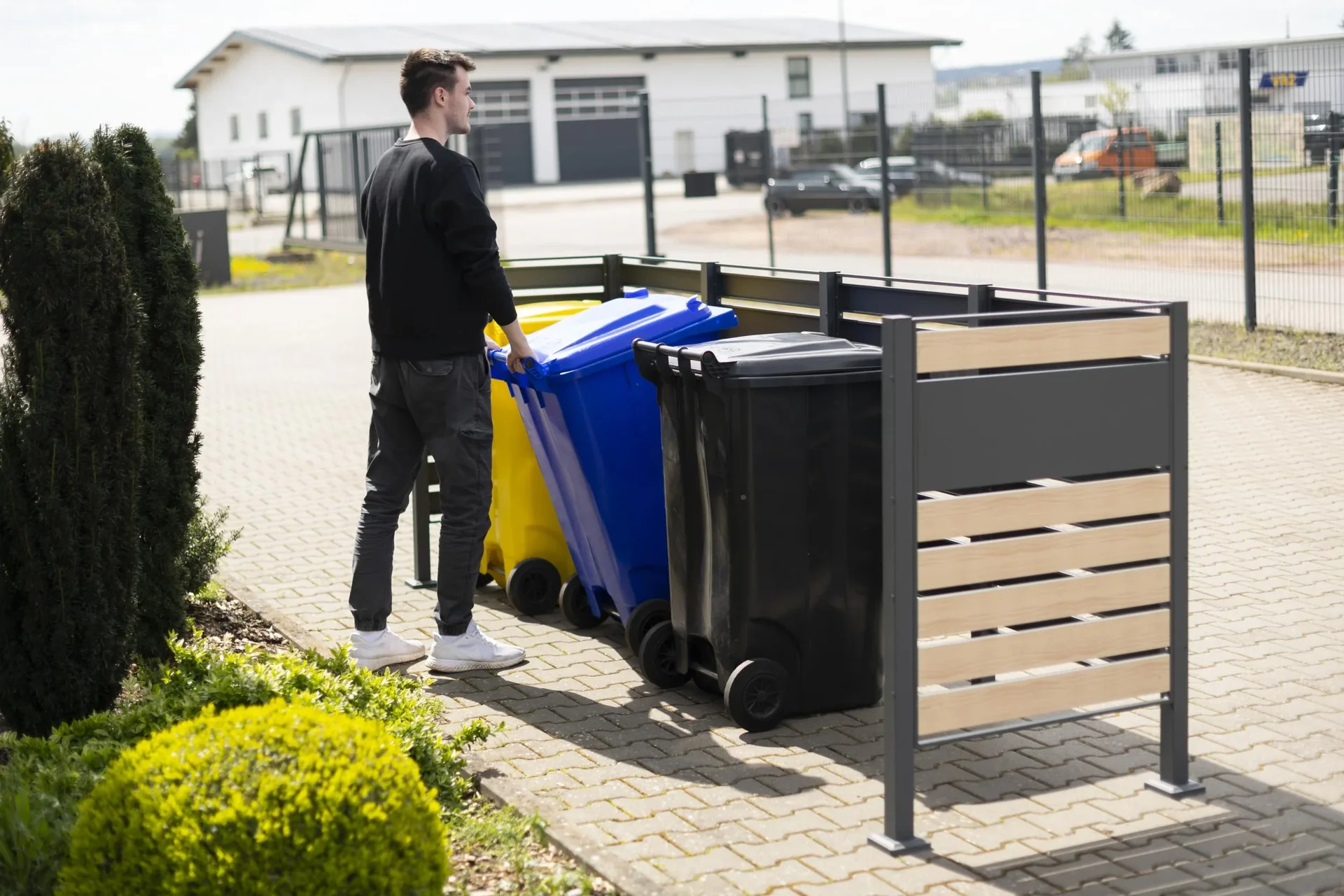 Mülltonnenverkleidung Planum 4er Box, 120 cm, holzoptik - 3