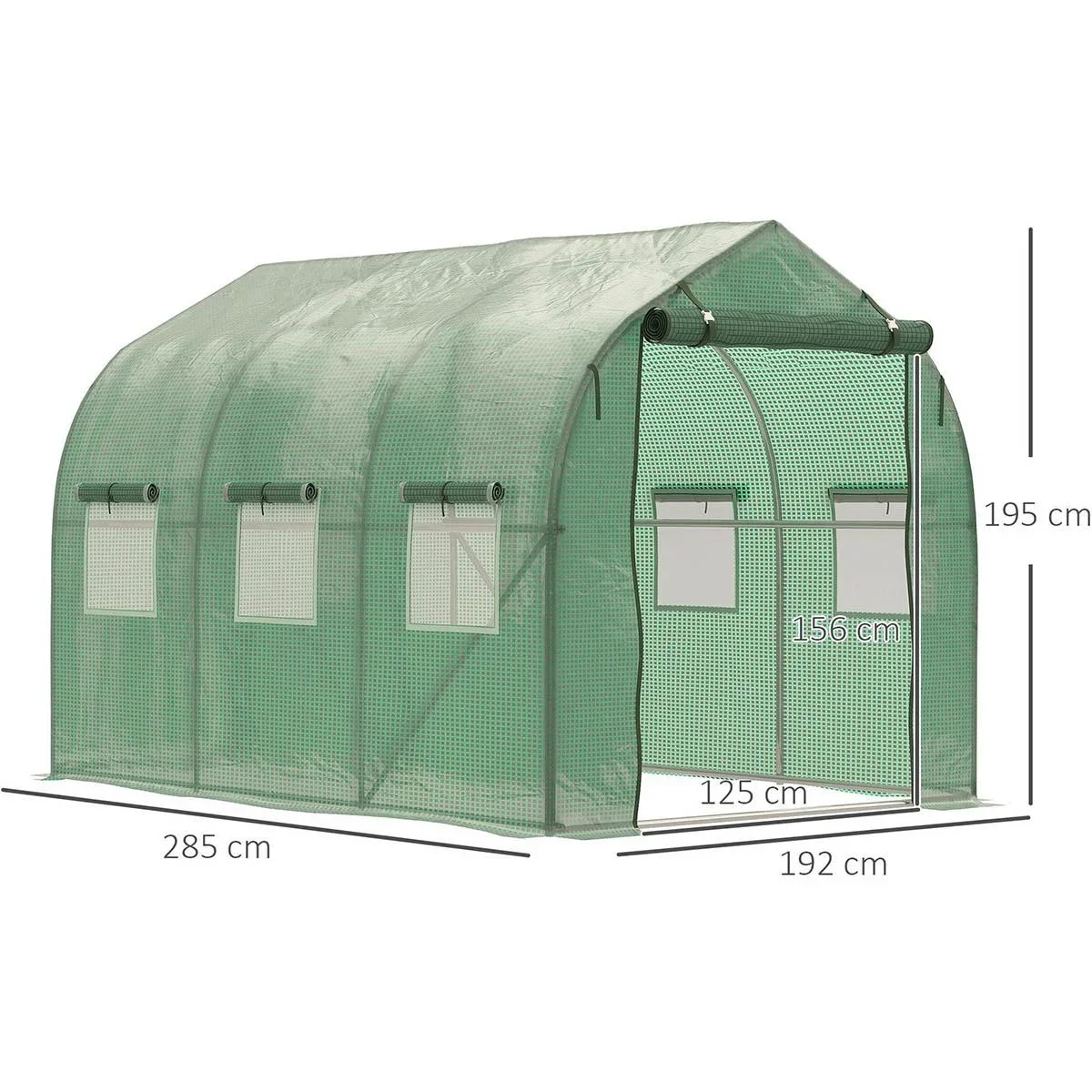 Foliengewächshaus begehbares Polytunnel 3 x 2 m Gewächshaus Treibhaus Frostschutz Stahlrohr Dunkelgrün - 1