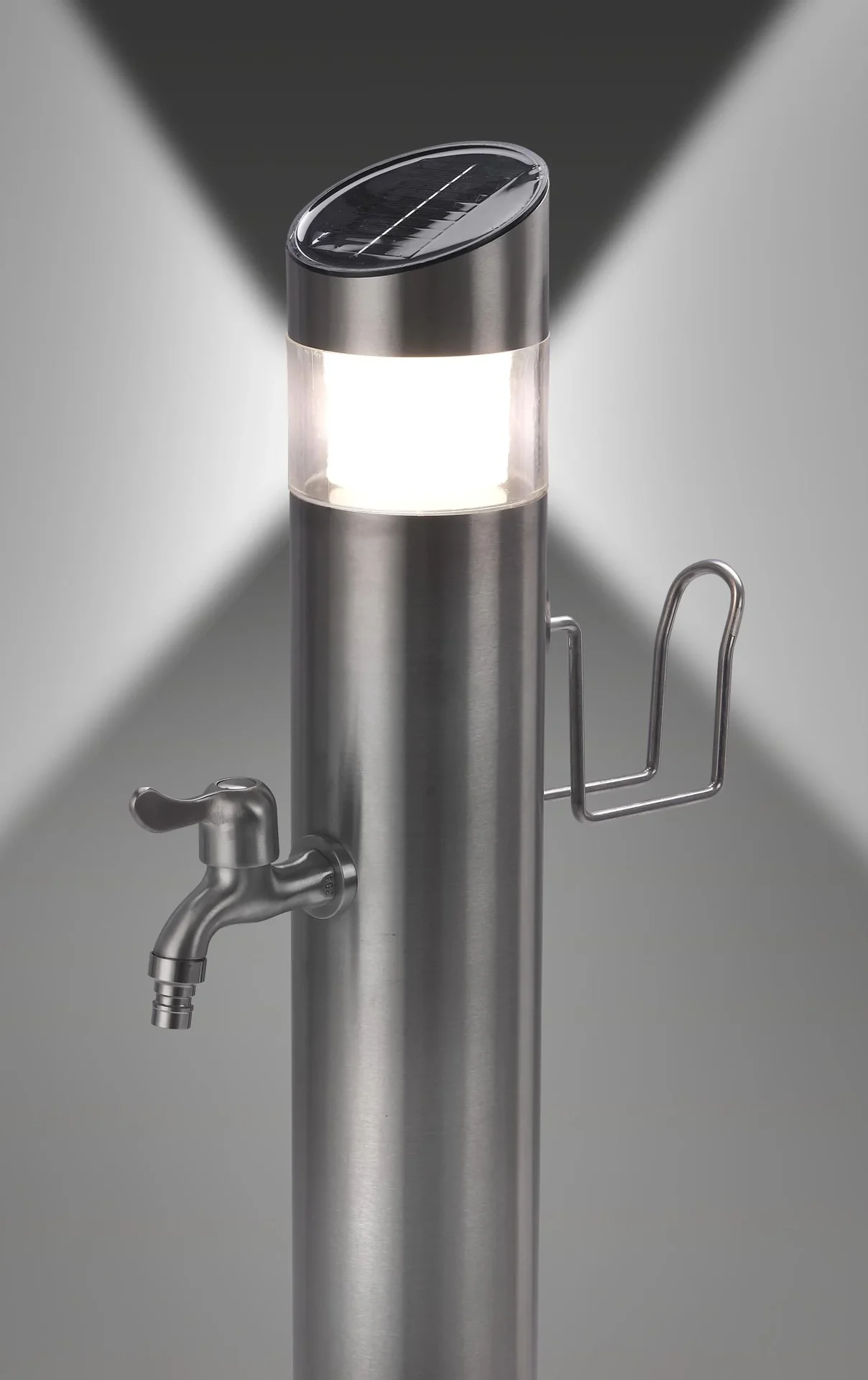 Edelstahl-Wassersäule + Solar Edelstahl-Leuchte - 3