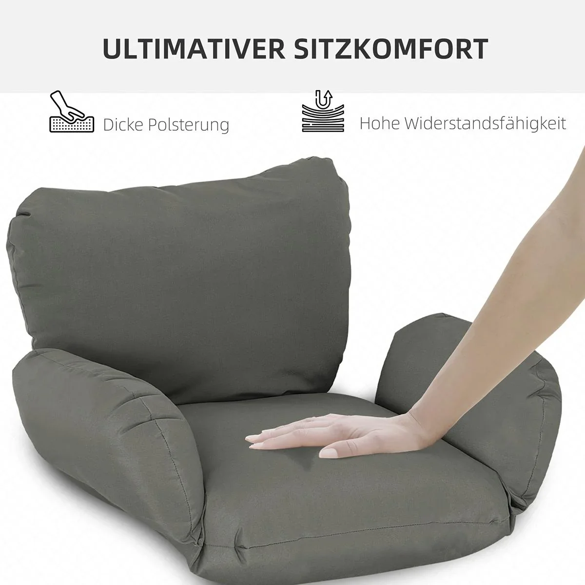 Hängesessel Kissen Auflage für Hängekorb Sitzkissen Ersatzkissen Hängeschaukel Rückenkissen Polyester 112 x 79 x 22 cm - 0