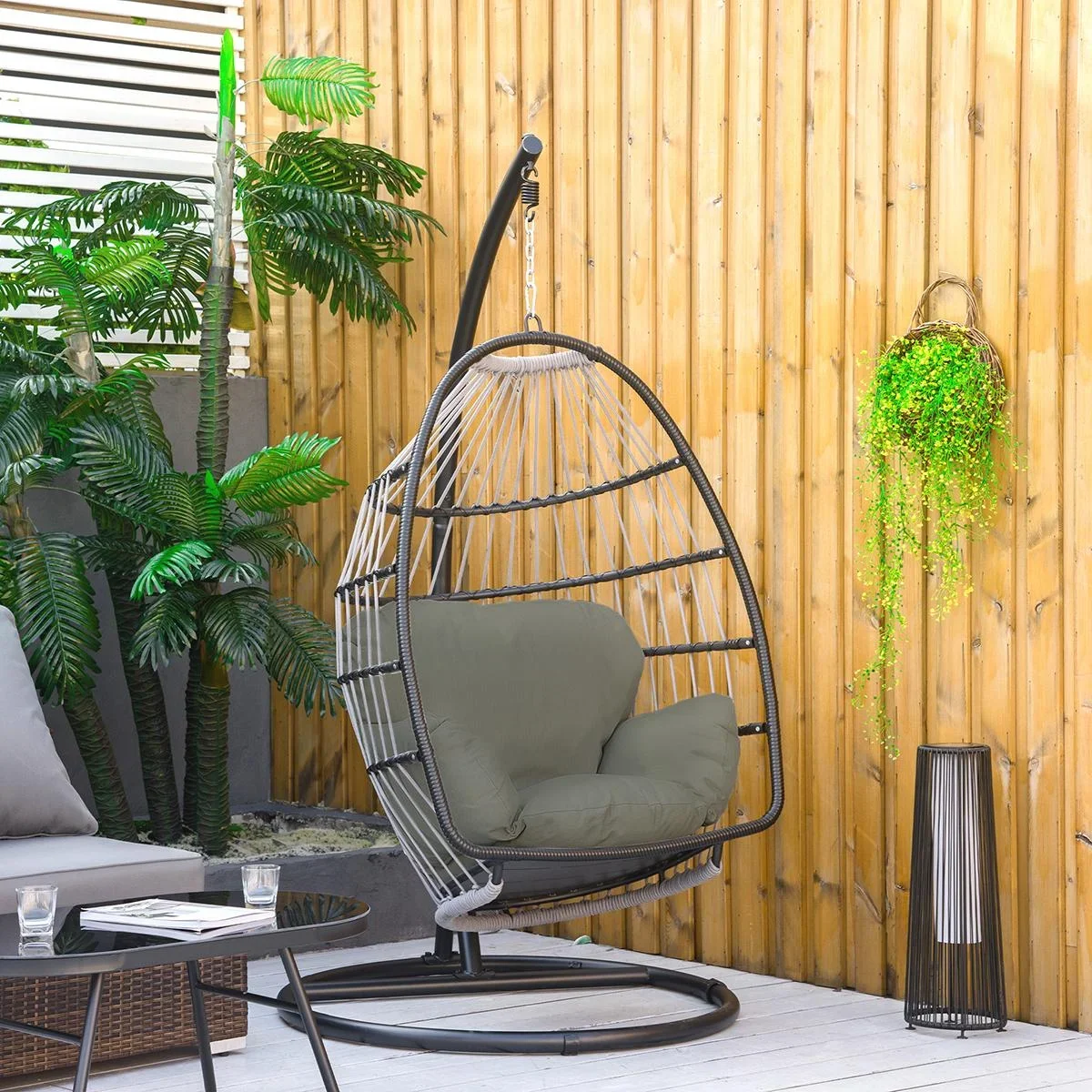 Hängesessel Kissen Auflage für Hängekorb Sitzkissen Ersatzkissen Hängeschaukel Rückenkissen Polyester 112 x 79 x 22 cm - 4