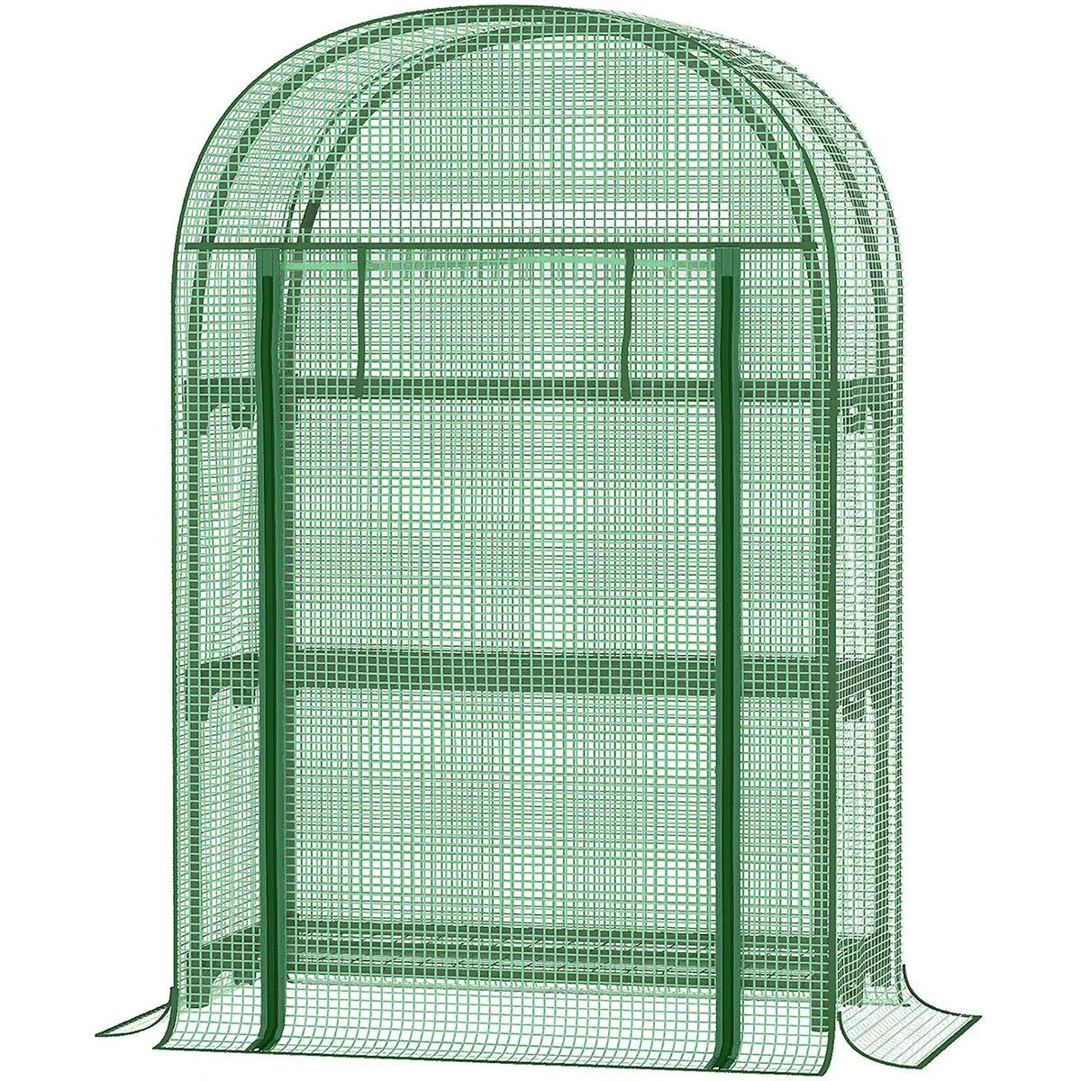 Foliengewächshaus Balkon mit 3 Regalen Mini-Gewächshaus Tomatenhaus Pflanzenhaus Frühbeet Metall grün 80 x 49 x 120 cm - 1