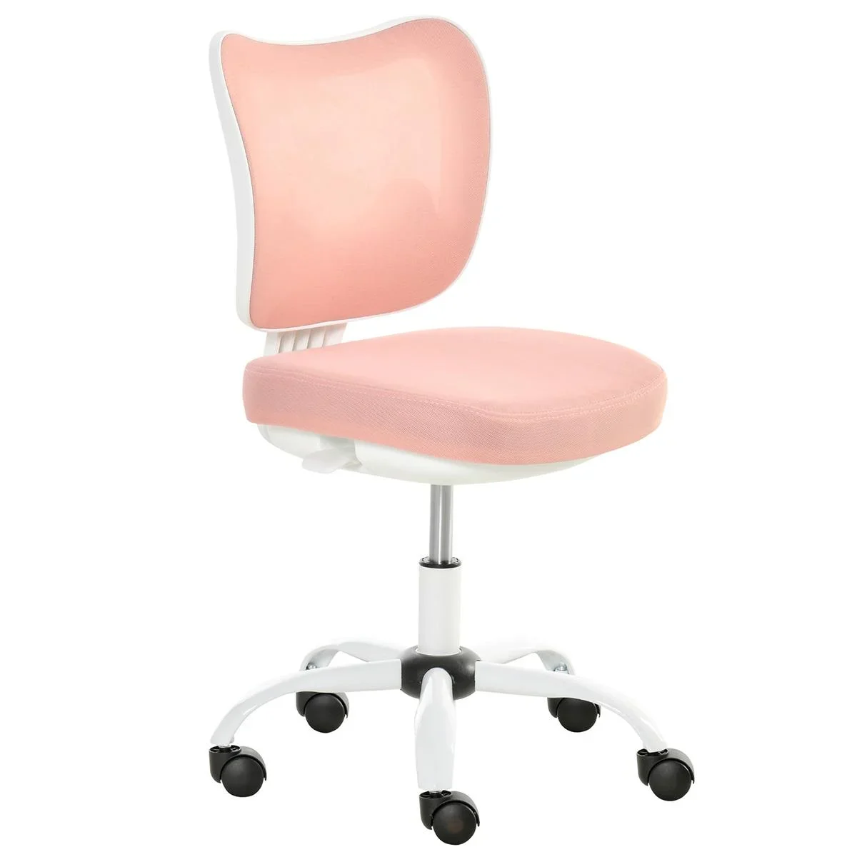 Bürostuhl Drehstuhl Liegefunktion Bürosessel ohne Armlehnen Höhenverstellbar Schaumstoff ABS Metall Weiß+Rosa 46 x 51 x - 1