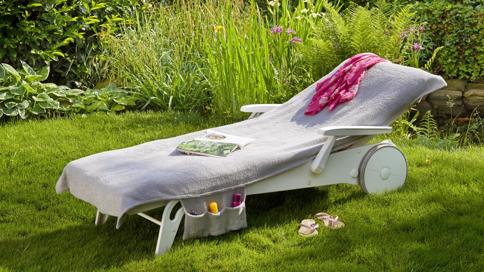 Liegestuhlhandtuch, Größe 200x80cm, Farbe hellgrau - 4