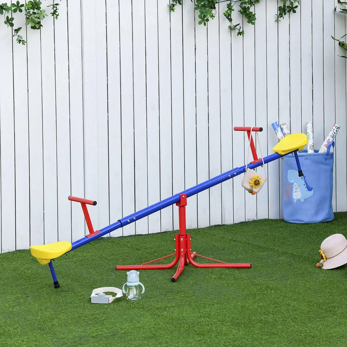 Kinder Gartenwippe 360° drehbare Wippe Karussellwippe für 3-8 Jahre Metall Mehrfarbig 182 x 77 x 63 cm - 0