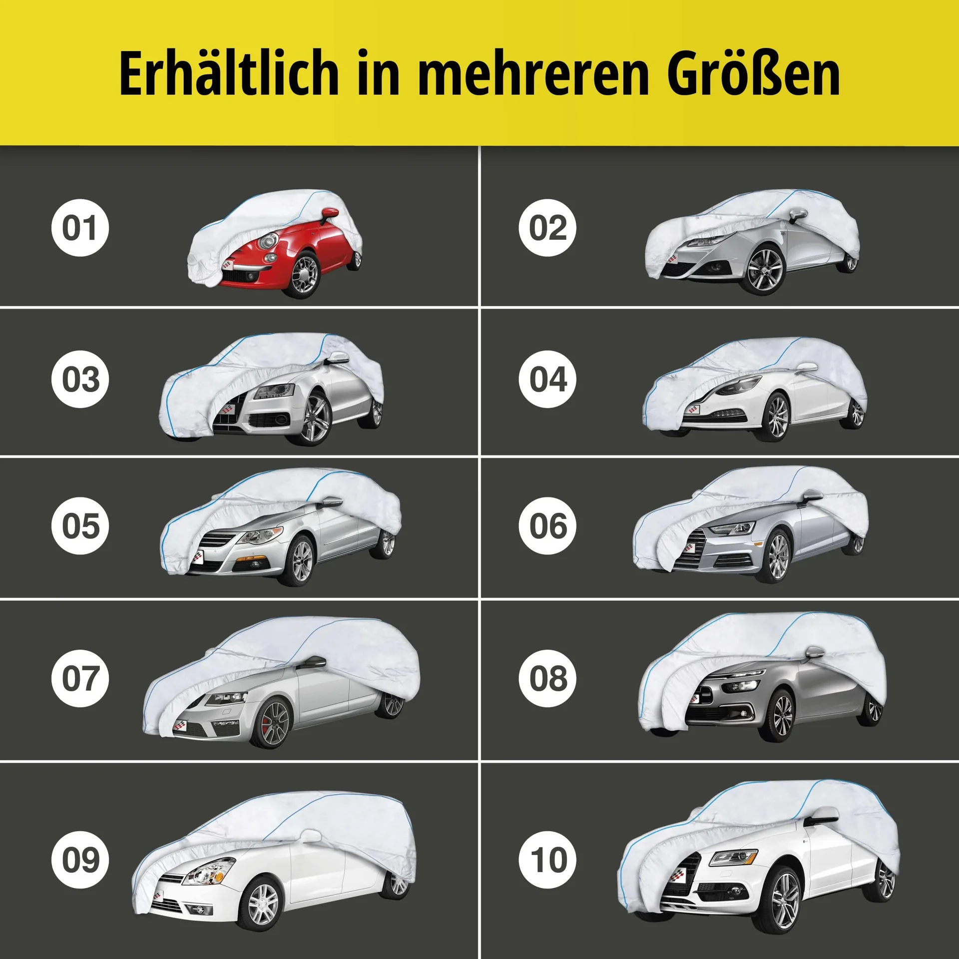 Autoabdeckplane Sun Reflect - Größe 9 - 465x180x165cm - 112g/m² - PES beschichtet - 6