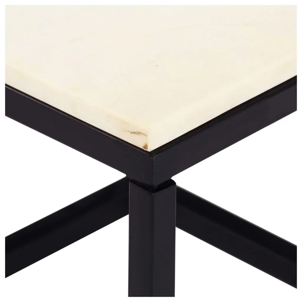 Couchtisch 40x40x35 cm Echtstein mit Marmorstruktur weiß - 0