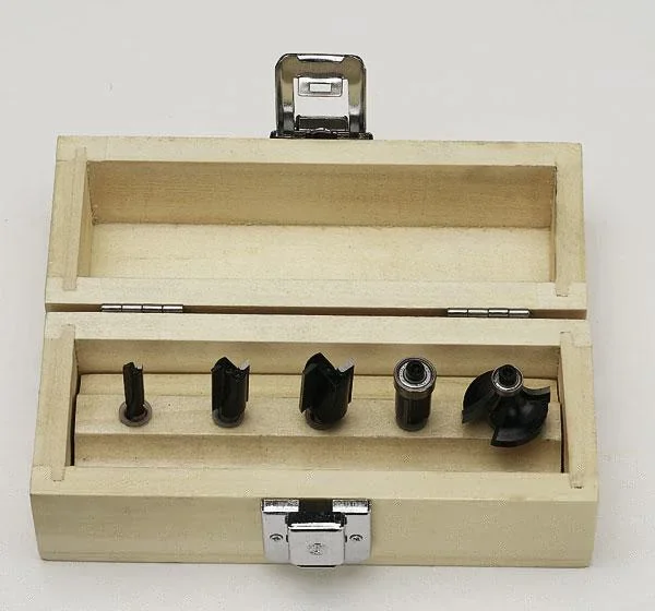 HM Fräser Satz 5 tlg. mit 42 mm Schaftlänge in einer Holzkassette - 0