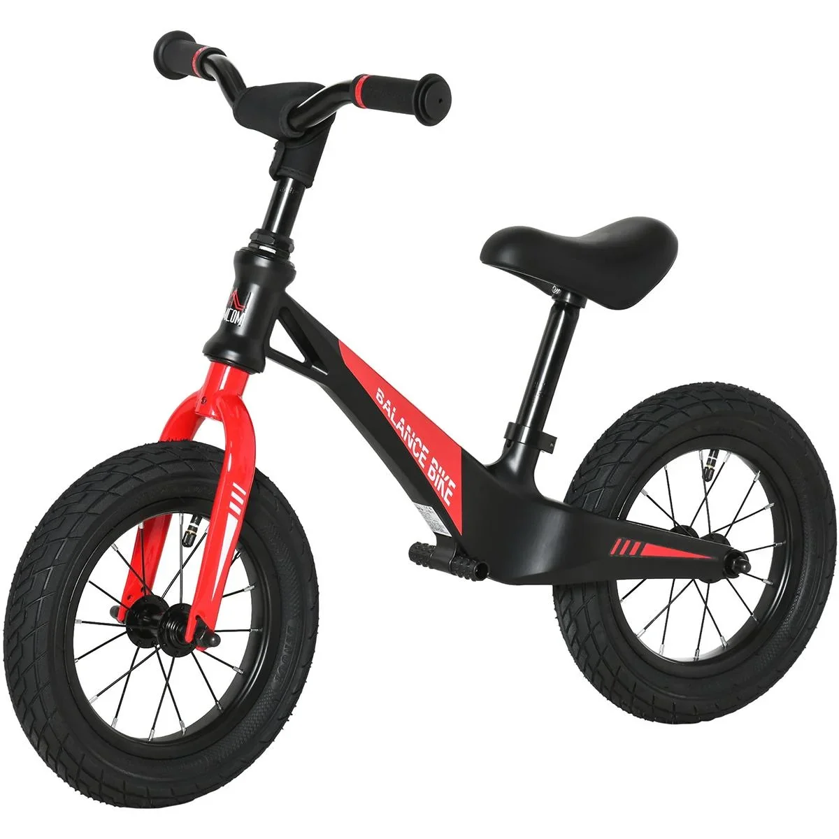 Balance Fahrrad - Gummireifen - Schwarz/Rot - 90 x 40 x 54-58,5 cm - 2