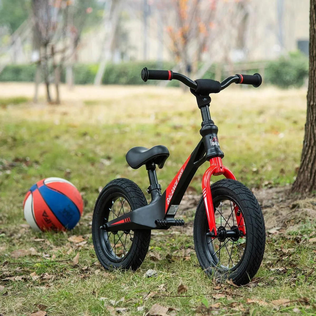 Balance Fahrrad - Gummireifen - Schwarz/Rot - 90 x 40 x 54-58,5 cm - 4