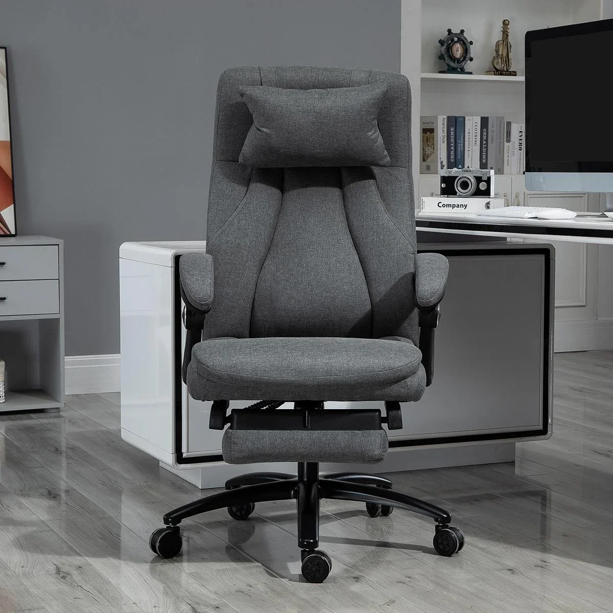 Bürostuhl massage, höhenverstellbarer Chefsessel, Gamingstuhl mit Fußstütze Massagefunktion, ergonomischer Drehstuhl, Ma - 0