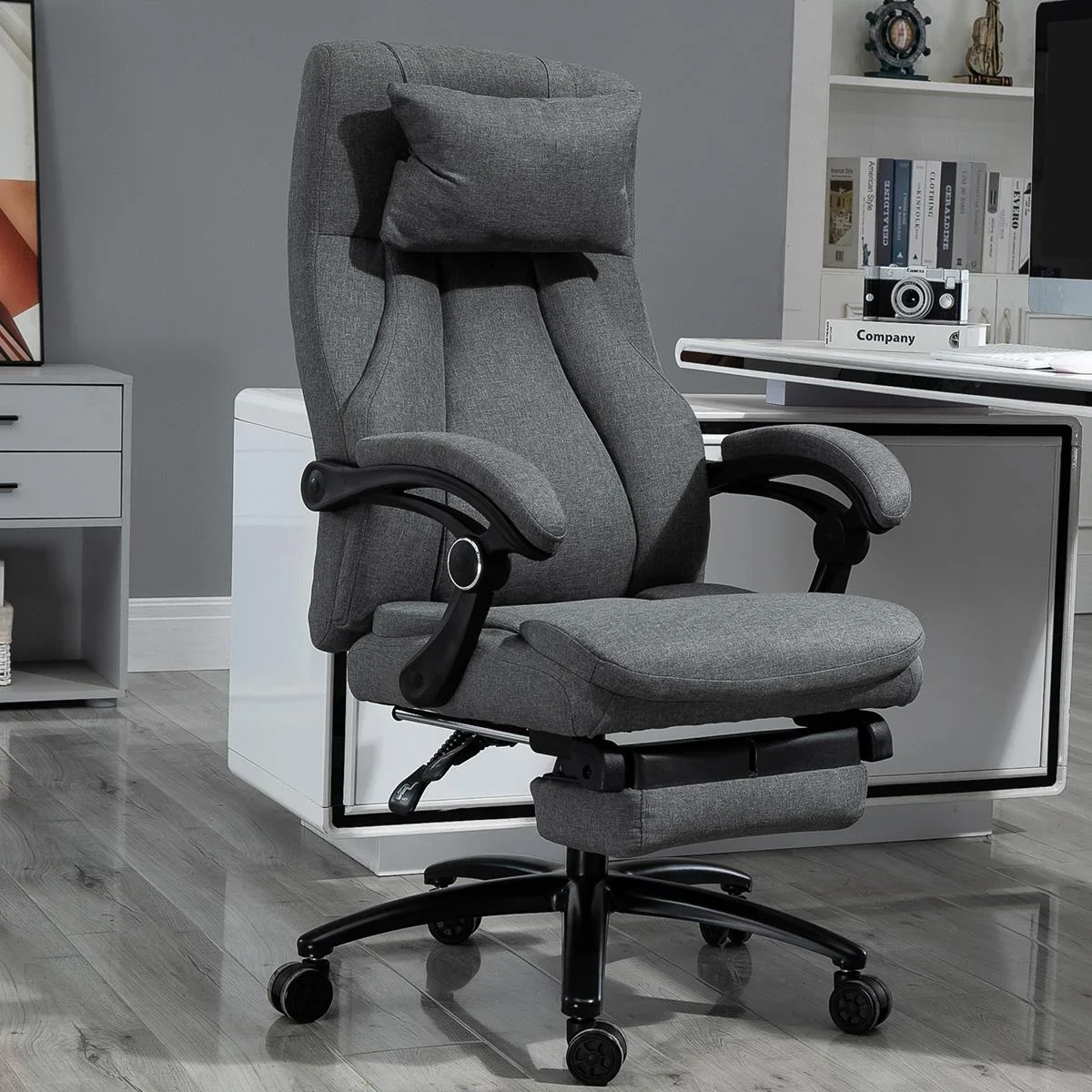 Bürostuhl massage, höhenverstellbarer Chefsessel, Gamingstuhl mit Fußstütze Massagefunktion, ergonomischer Drehstuhl, Ma - 1