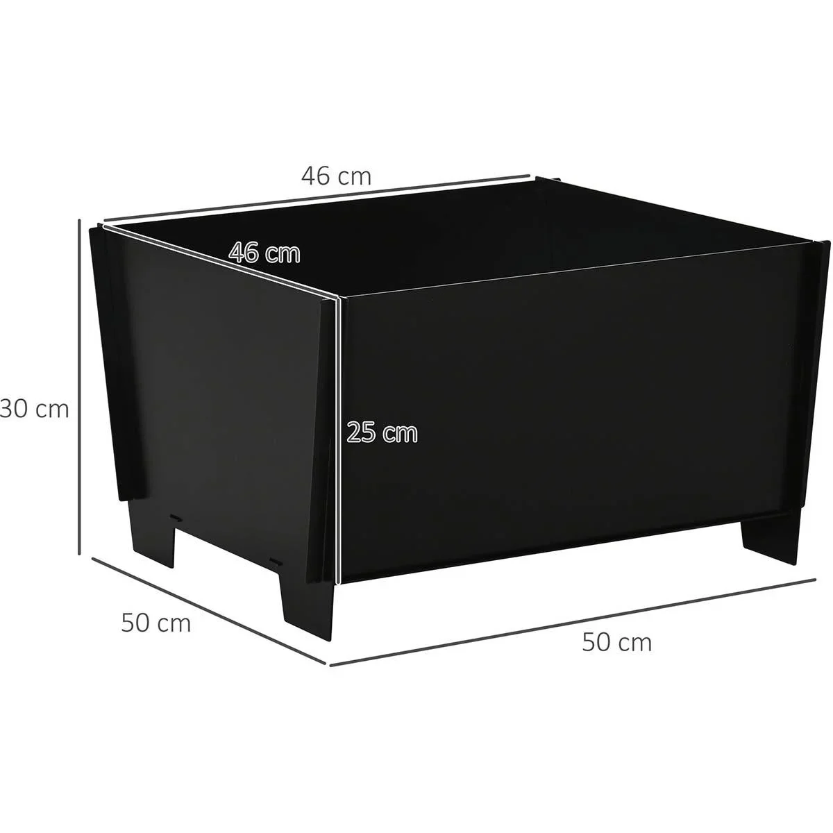 Feuerschale demontierbar steckbar Feuerkorb Feuerstelle für Garten Camping BBQ Stahl Schwarz 50 x 50 x 30 cm - 2