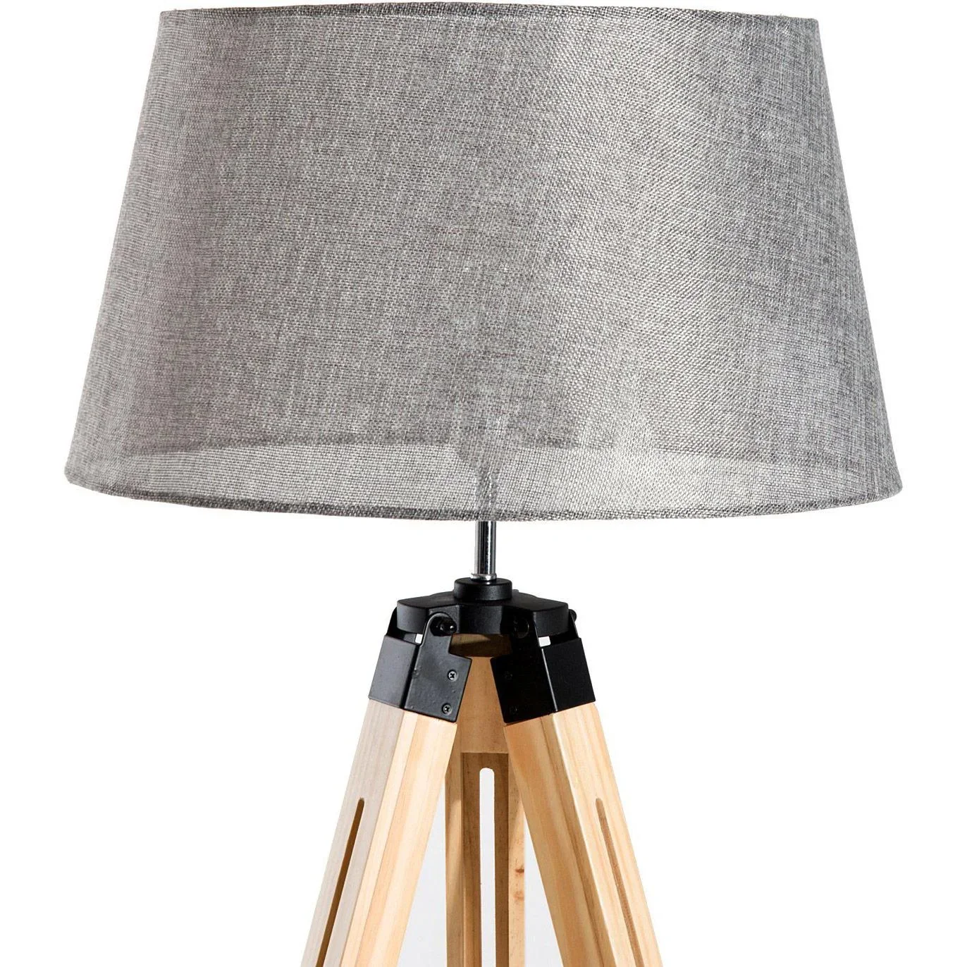 Stehlampe Dreibein höhenverstellbar 99-143cm E27 Kiefer Grau - 6