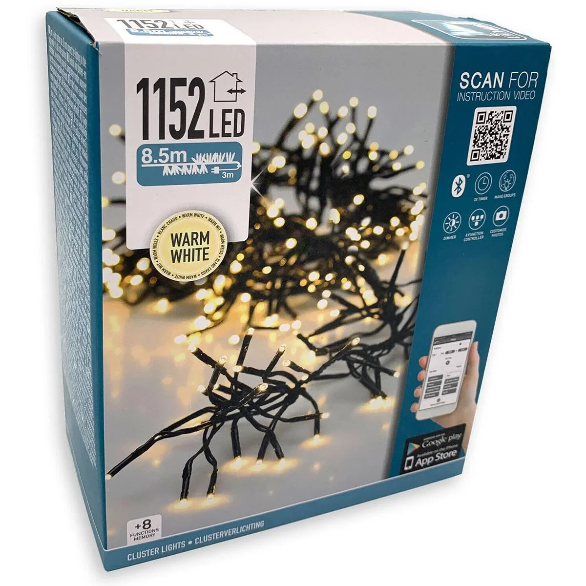 Weihnachtsbaumbeleuchtung 8,5 Meter DIMBAAR - Warmweiß - 1152LED - Für Innen und Außen - 0