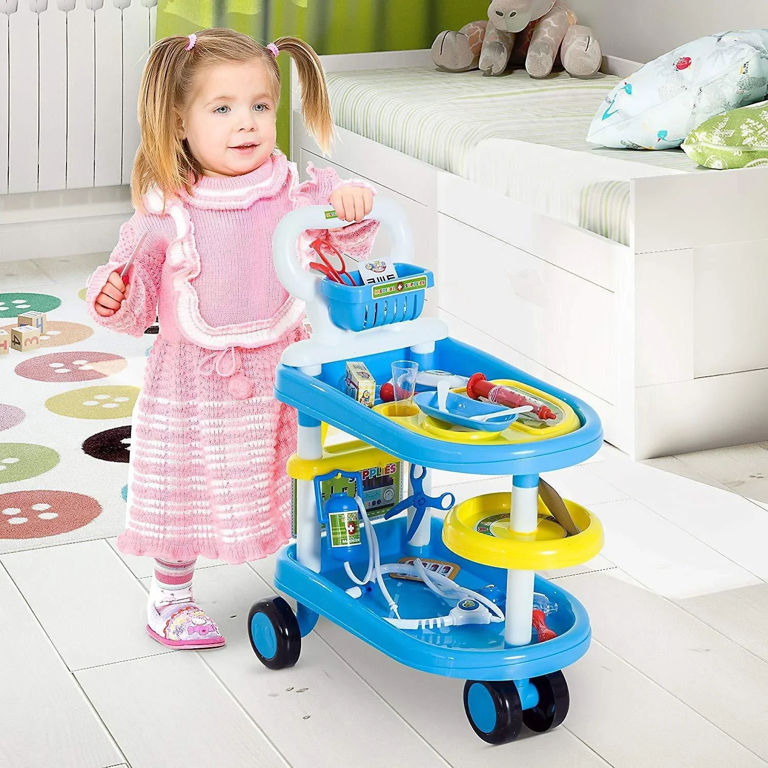Kinder Arztwagen Doktor Trolley Rollenspiel Blau - 0