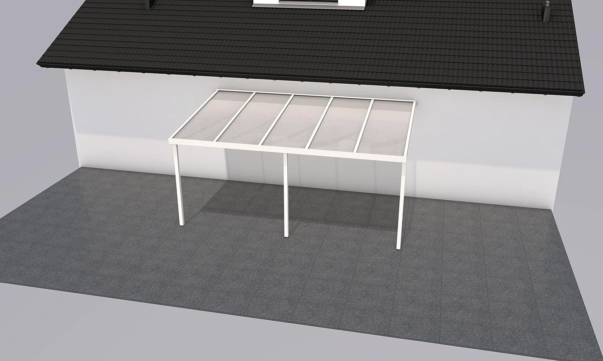 Terrassendach Premium, weiß, 5100 x 3060 mm - Polycarbonat Stegplatten 16 mm, weiß gestreift - 0