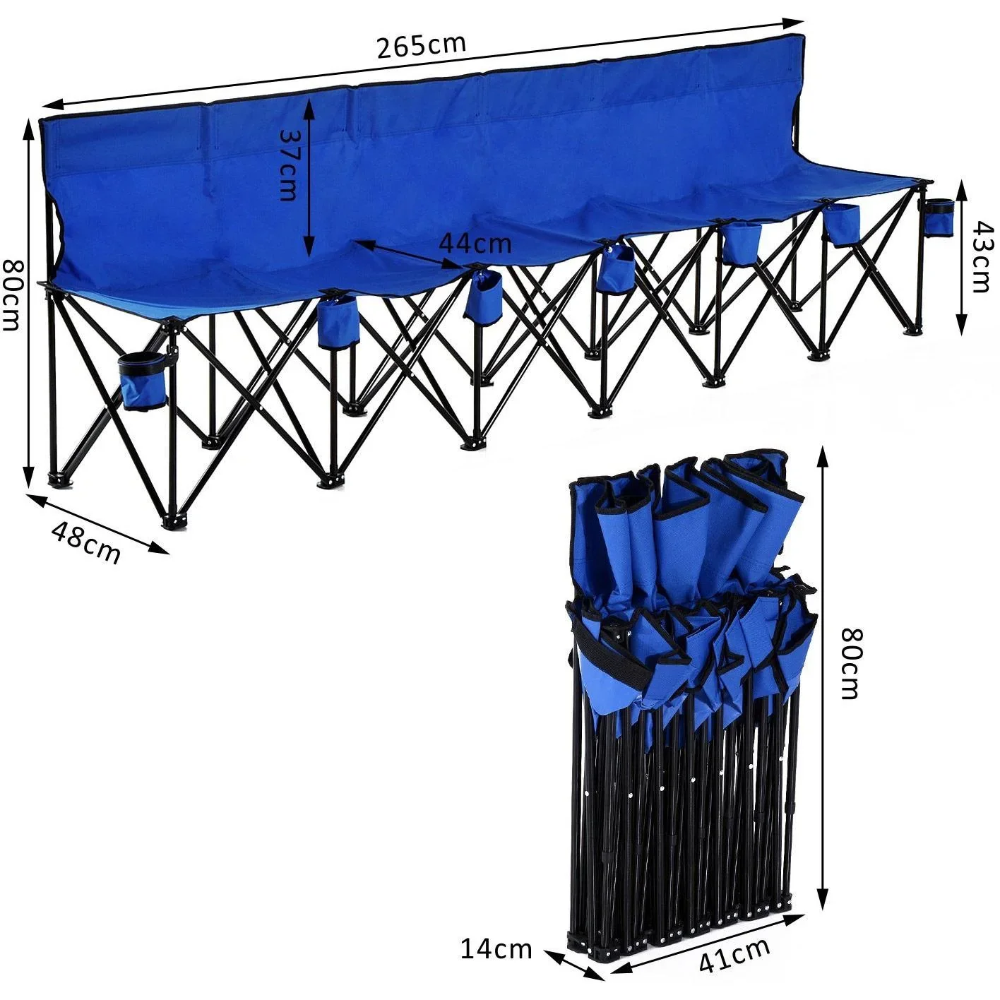 Campingbank Faltbank 6-Sitzer mit Tragetasche blau - 1