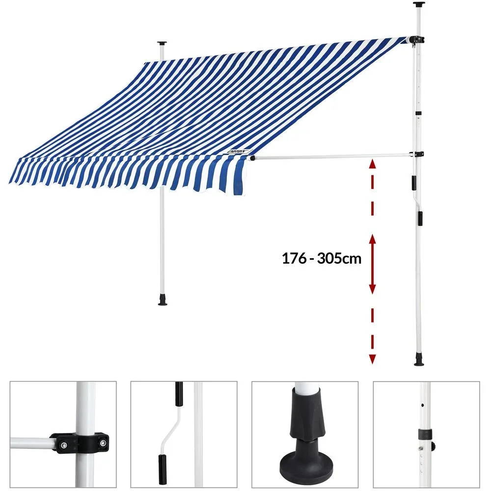 Klemmmarkise blau/weiß 250cm - 0