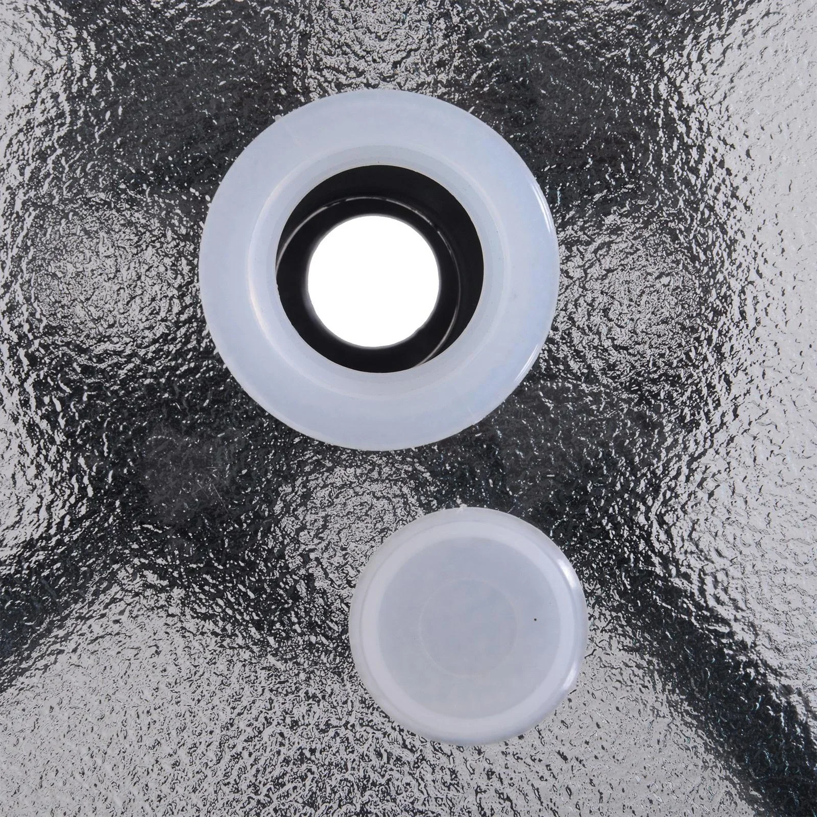 Gartentisch Balkontisch Bistrotisch Gartenmöbel mit Schirmloch Hartglas + Metall Schwarz Ø80 x 72 cm - 2