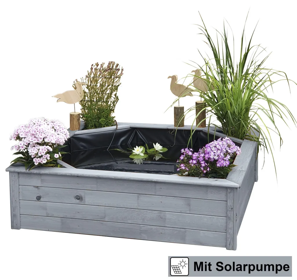 Hochteich mit 4 seitlichen Pflanzzonen Solar, grau - 0