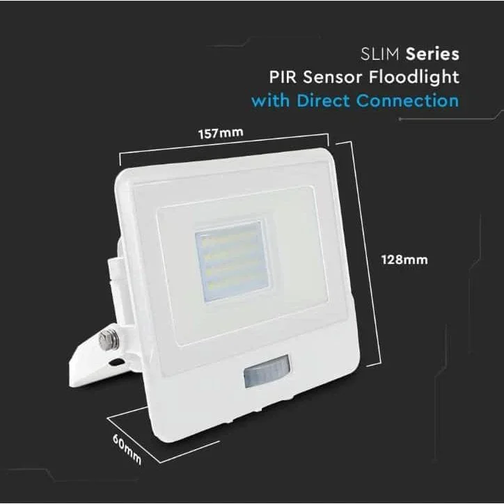 VT-128S LED-Flutlicht mit Sensor - 20 W - 1510 Lm - 4000K - Weiß - 3