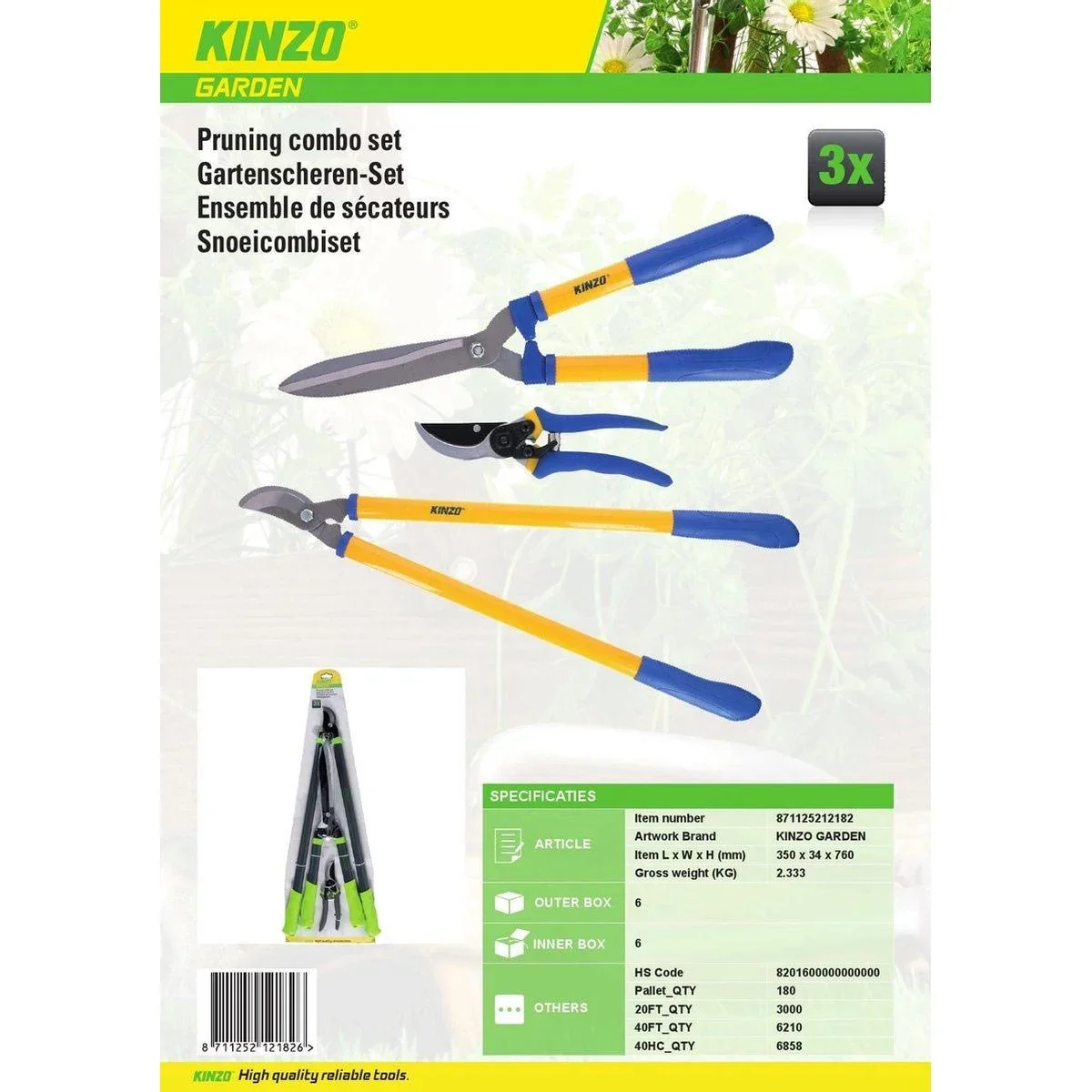 Gartenscheren-Set - Gartenscheren-Kombi-Set - 3-teilig - Gartenschere - Astschere - Heckenschere - 1