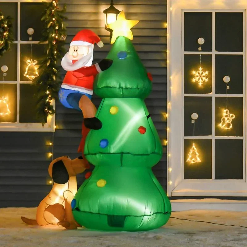 Aufblasbarer Weihnachtsbaum mit Weihnachtsmann und dem Hund 180 cm - 0